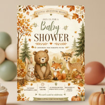 Fall Woodland Animal Baby Shower Invitation