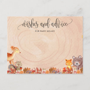 Fall Woodland Animals Baby Shower Advice Card
