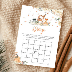 Fall Woodland Animals Baby Shower Bingo Game