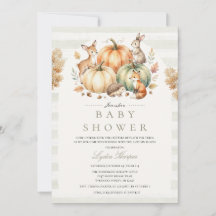 Fall Woodland Animals Baby Shower Invite