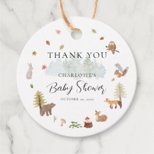 Fall Woodland Animals Boys Baby Shower Thank You Favour Tags