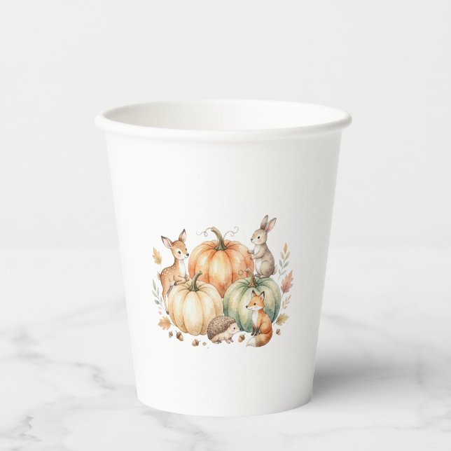 Fall Woodland Animals Paper Cups (Front)