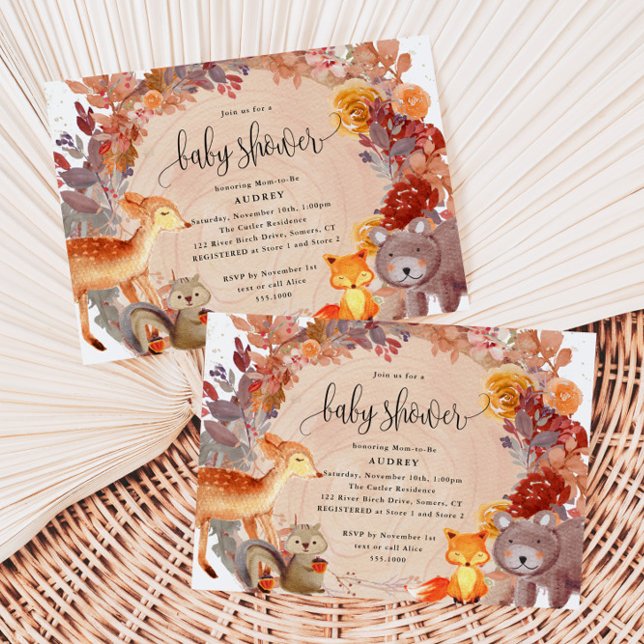 Fall Woodland Animals, Rustic Baby Shower Invitation (Creator Uploaded)