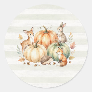 Fall Woodland Animals Stickers/Labels Classic Round Sticker