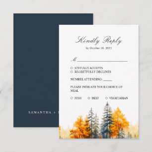 Fall Woodland, Autumn Forest, Pine Trees RSVP Card