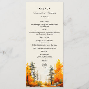 Fall Woodland, Autumn Forest Wedding Dinner Menu