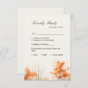 Fall Woodland, Autumn Forest wedding RSVP Card