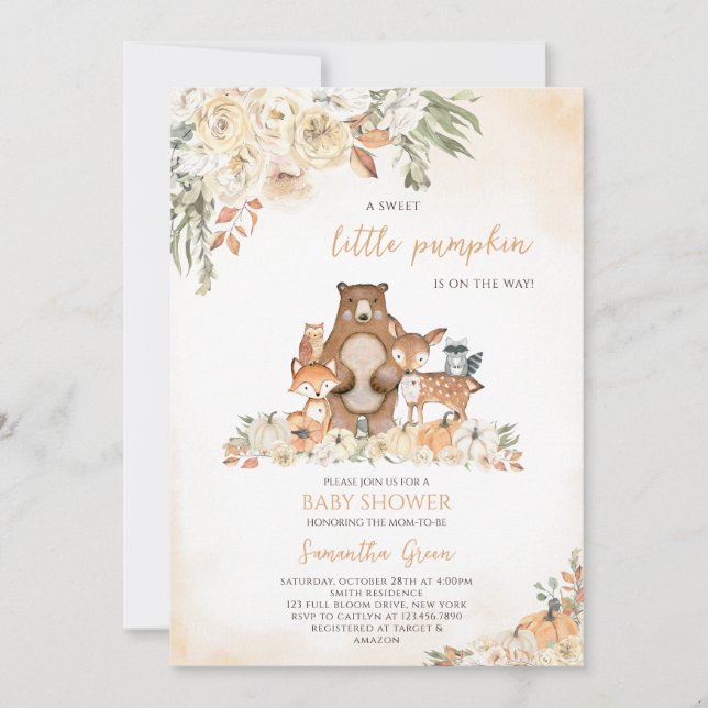 Fall Woodland Baby Shower Invitation (Front)