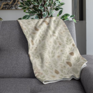 Fall Woodland Botanical Pattern Autumn Dreams Fleece Blanket