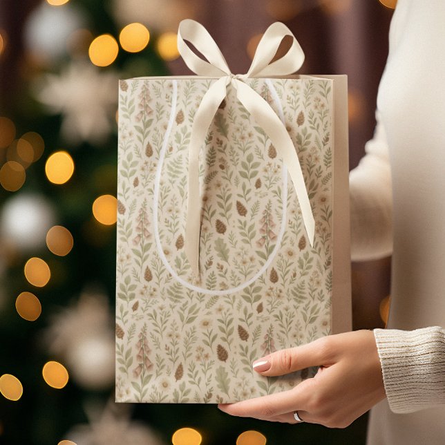 Fall Woodland Botanical Pattern | Autumn Dreams Medium Gift Bag (Creator Uploaded)