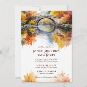 Fall Woodland Bridge Wedding Invitation