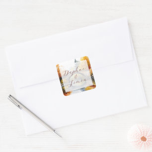Fall Woodland Bridge Wedding Square Sticker