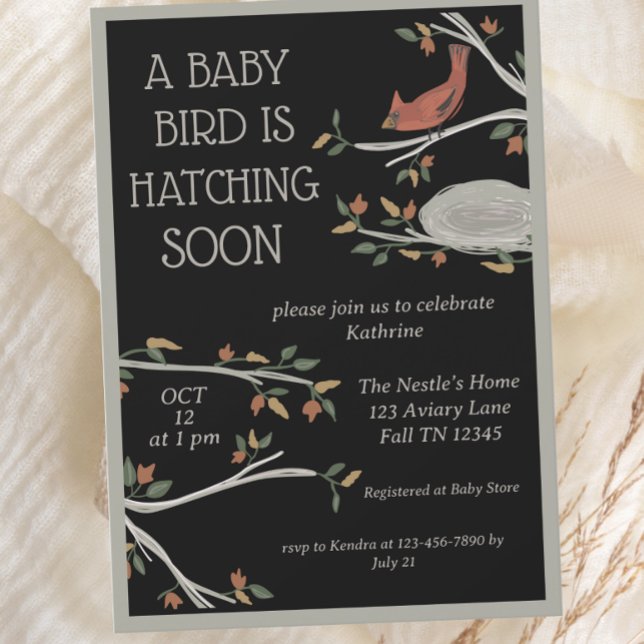 Fall Woodland Cardinal Nest Baby Shower Invitation (Creator Uploaded)