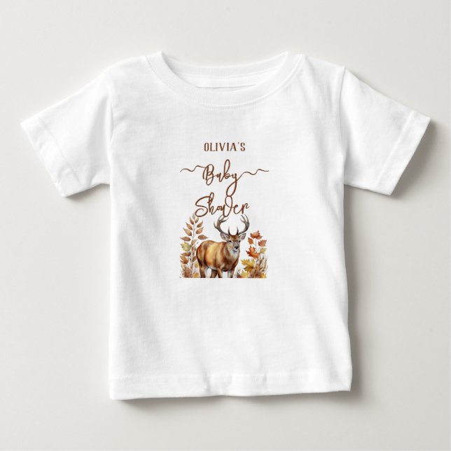 Fall Woodland Deer Baby Shower Balloon T-Shirt (Front)