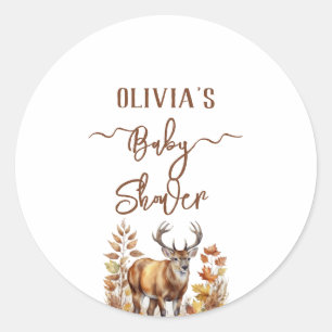 Fall Woodland Deer Baby Shower Classic Round Sticker