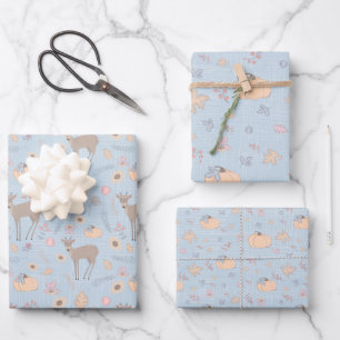 Fall Woodland Deer Wrapping Paper Sheet