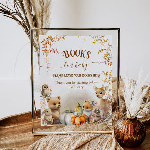 Fall Woodland Little Pumpkin Baby Shower book Poster