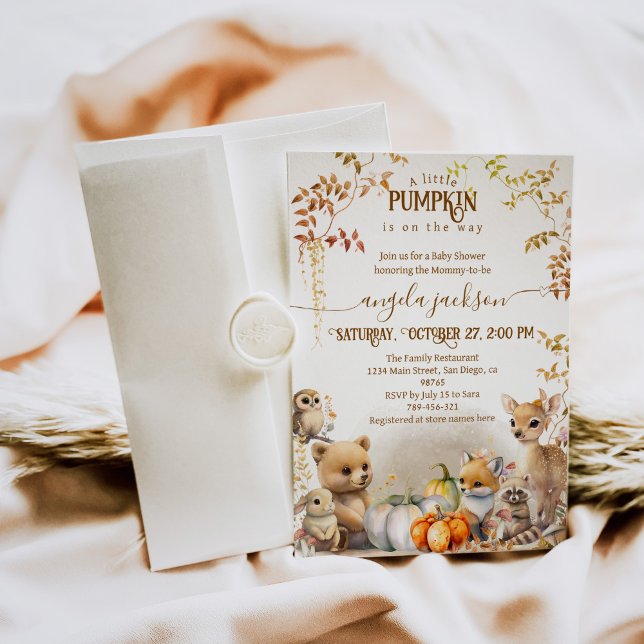 Fall Woodland Little Pumpkin Baby Shower Invitation (Creator Uploaded)