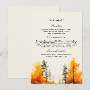 Fall Woodland, Pine trees wedding Details Enclosure Card