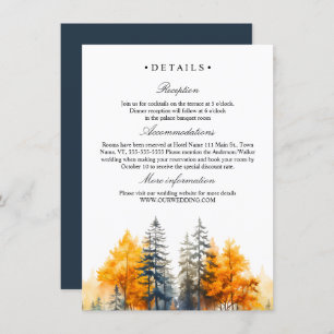 Fall Woodland, Pine trees wedding Details Enclosure Card