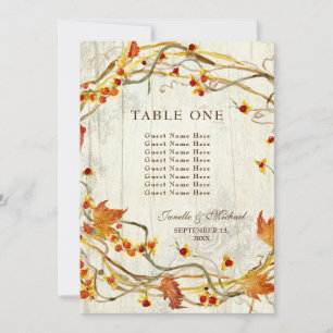 Fall Wreath Bittersweet Rustic Wedding Numbers Invitation