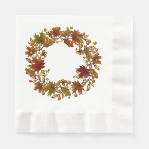 Fall Wreath Cocktail Paper Napkin