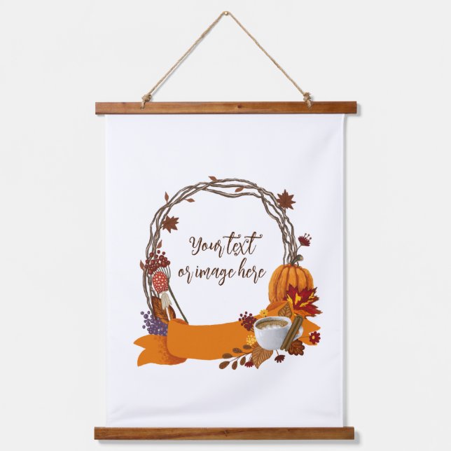 Fall Wreath Digital Painting  Hoodie Hanging Tapestry (Front)