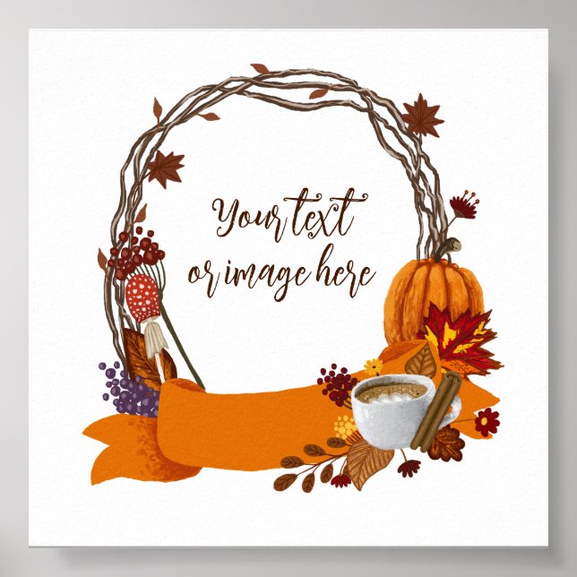 Fall Wreath Digital Painting  Poster (Front)