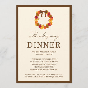 FALL WREATH IN BROWN   THANKSGIVING DINNER INVITE