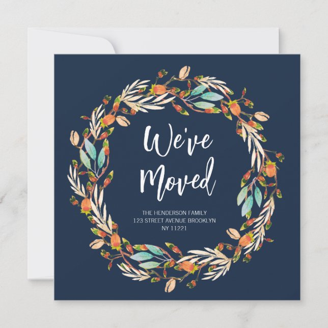 fall wreath new address moving announcement (Front)