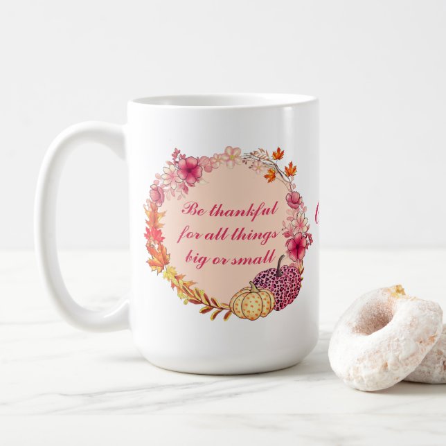 Fall Wreath Quote Coffee Mug (With Donut)