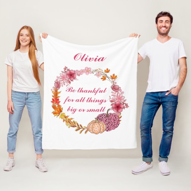 Fall Wreath Quote  Fleece Blanket (In Situ)