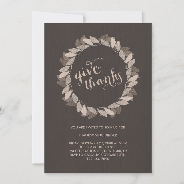 Fall Wreath | Thanksgiving Dinner Invitation (Front)