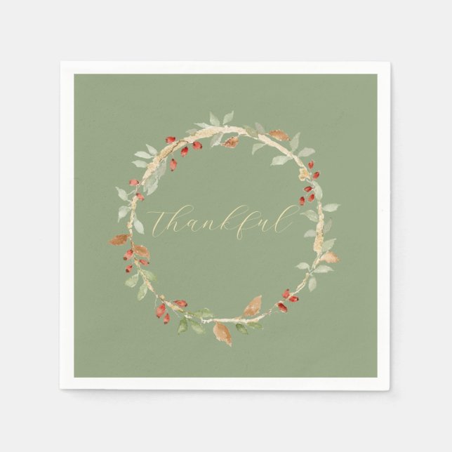 Fall Wreath Thanksgiving Napkin (Front)