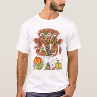 Fall Y All Gnome Leopard Pumpkin  T-Shirt