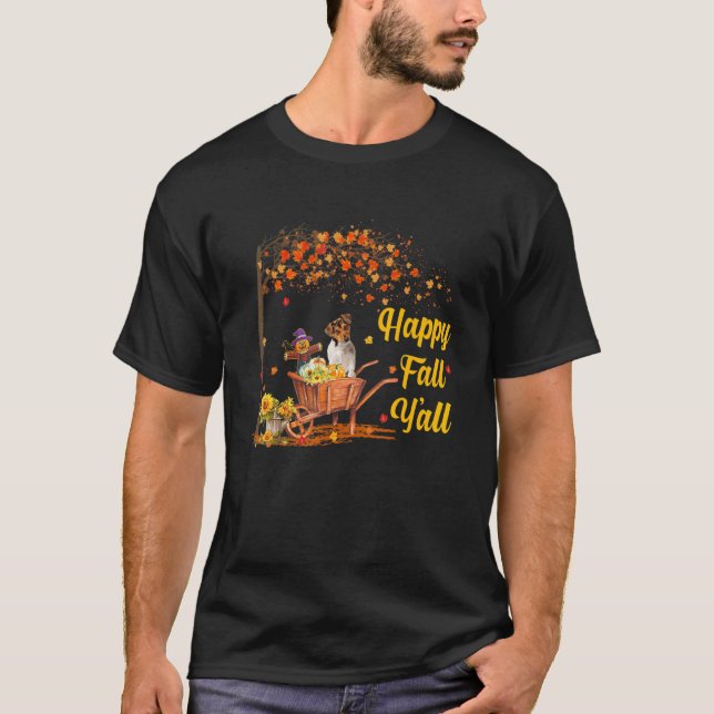 Fall Y'all Jack Russell Autumn Fall Maple Leaf Men T-Shirt (Front)
