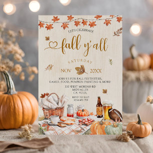 Fall Y'all Party Fall Harvest Party Pumpkin  Invitation