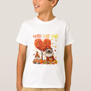 Fall Y'all Thanksgiving Himalayan Cat Gnome Pupmki T-Shirt