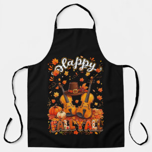 Fall Y'all Thanksgiving Violin Autumn Leaves Apron