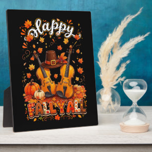 Fall Y'all Thanksgiving Violin Autumn Leaves Plaque