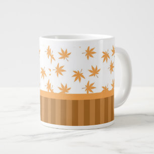 Fall yellow graphic maple leaves, classic, elegant large coffee mug
