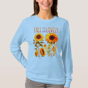 Fall You Look Lovely, Autumn Sunflower Watercolor T-Shirt