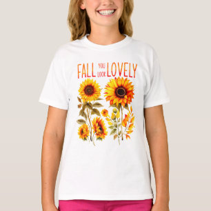 Fall You Look Lovely, Autumn Sunflower Watercolor T-Shirt