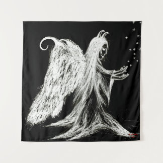 fallen angel demon drawing sketch modern art black tapestry