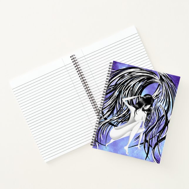Fallen Angel gray blue monochrome  Notebook (Inside)