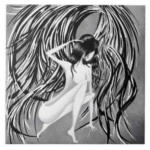 Fallen Angel Grey Monochrome Tile