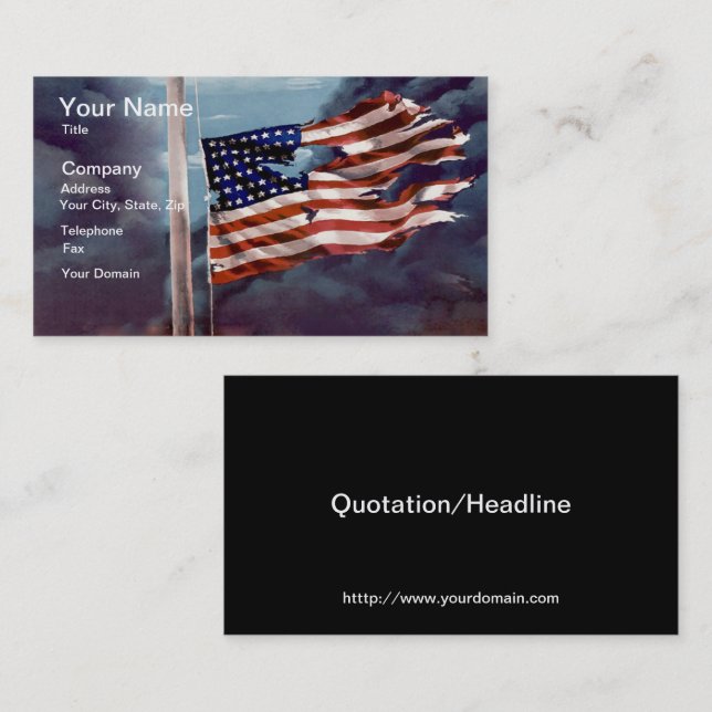 Fallen But Not Forgotten Smoke and Torn Flag Business Card (Front/Back)