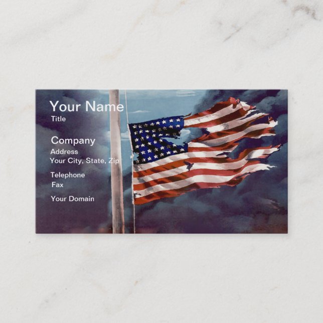 Fallen But Not Forgotten Smoke and Torn Flag Business Card (Front)