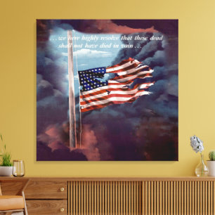 Fallen But Not Forgotten Smoke and Torn Flag Canvas Print