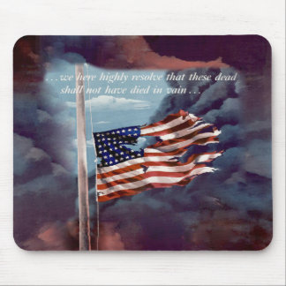 Fallen But Not Forgotten Smoke and Torn Flag Mouse Pad